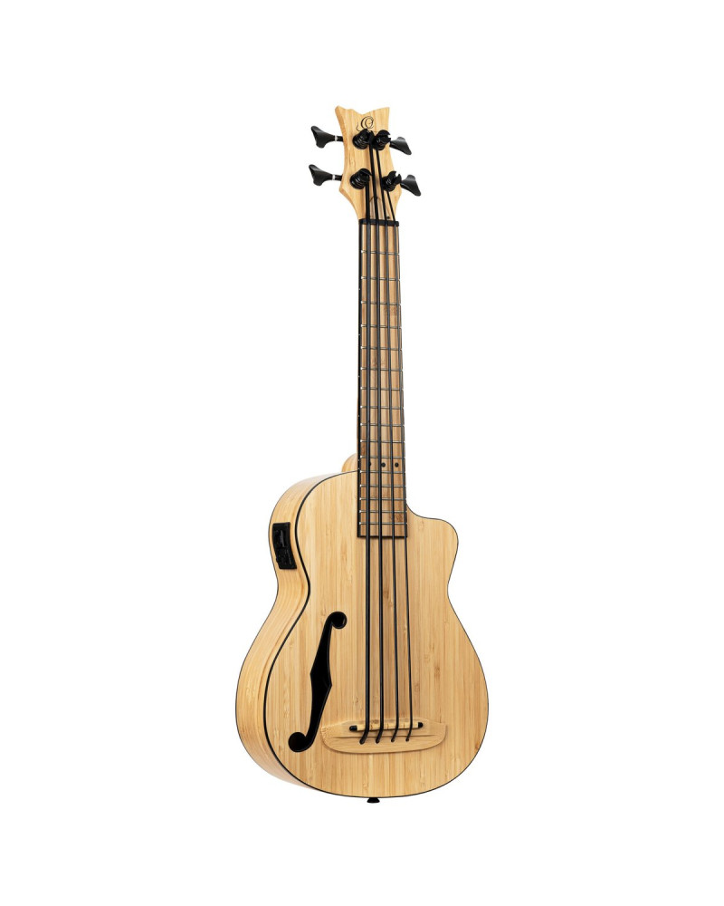 Ortega RUNAB-UB Bamboo Series Short Scale Uke Bass 4 String - Solid Bamboo + Bag