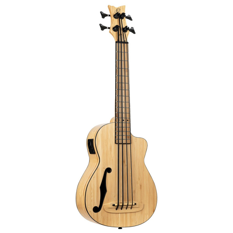 Ortega RUNAB-UB Bamboo Series Short Scale Uke Bass 4 String - Solid Bamboo + Bag