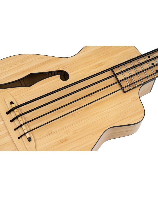 Ortega RUNAB-UB Bamboo Series Short Scale Uke Bass 4 String - Solid Bamboo + Bag