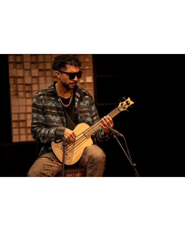 Ortega RUNAB-UB Bamboo Series Short Scale Uke Bass 4 String - Solid Bamboo + Bag