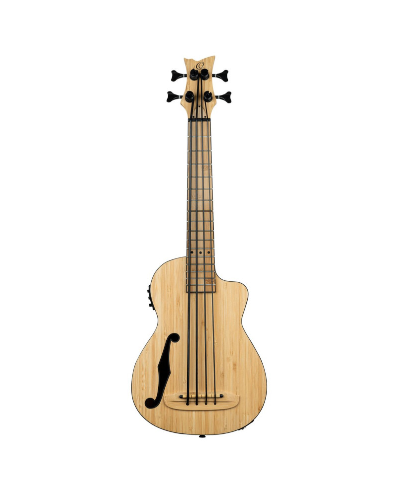 Ortega RUNAB-UB Bamboo Series Short Scale Uke Bass 4 String - Solid Bamboo + Bag
