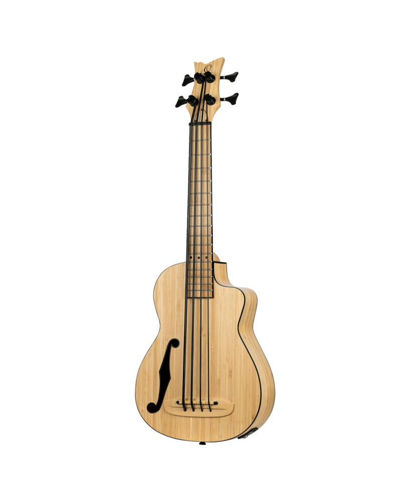 Ortega RUNAB-UB Bamboo Series Short Scale Uke Bass 4 String - Solid Bamboo + Bag