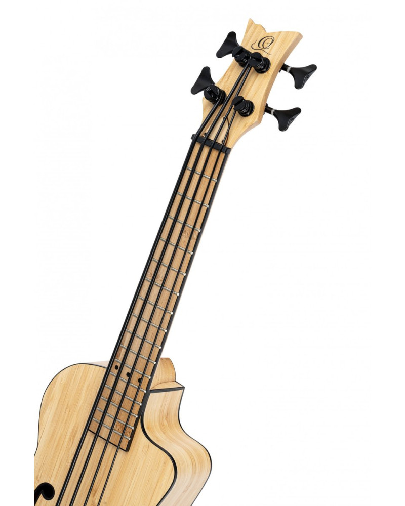 Ortega RUNAB-UB Bamboo Series Short Scale Uke Bass 4 String - Solid Bamboo + Bag