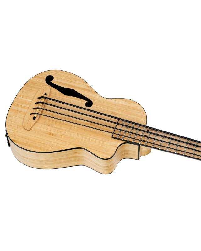 Ortega RUNAB-UB Bamboo Series Short Scale Uke Bass 4 String - Solid Bamboo + Bag