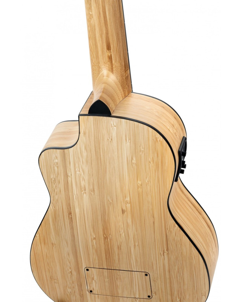 Ortega RUNAB-UB Bamboo Series Short Scale Uke Bass 4 String - Solid Bamboo + Bag