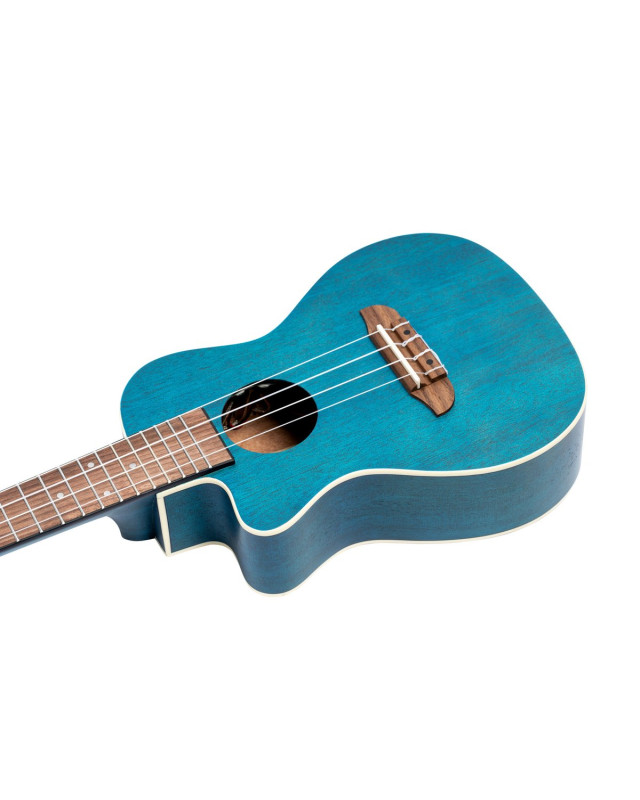 Ortega RUOCEAN-CE-L Earth Series Concert Preamp Ukulele 4 String Lefty - Ocean Blue