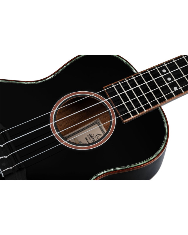 Ortega RUOX-CC Onyx Series Concert Ukulele 4 String - Spruce / Mahogany Black + Bag