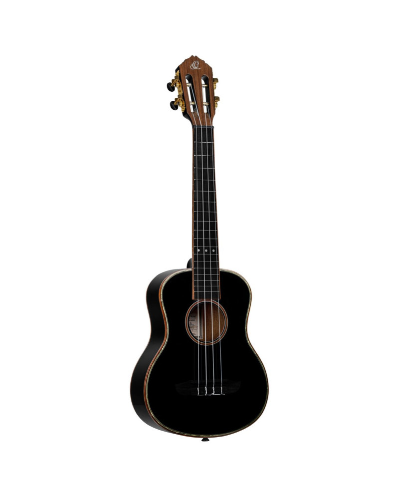 Ortega RUOX-TE Onyx Series Tenor Ukulele 4 String - Spruce / Mahogany Black + Bag
