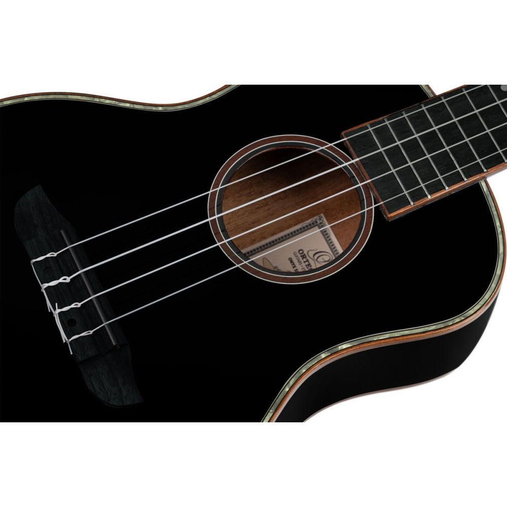 Ortega RUOX-TE Onyx Series Tenor Ukulele 4 String - Spruce / Mahogany Black + Bag
