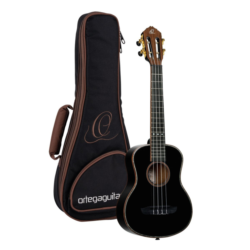 Ortega RUOX-TE Onyx Series Tenor Ukulele 4 String - Spruce / Mahogany Black + Bag