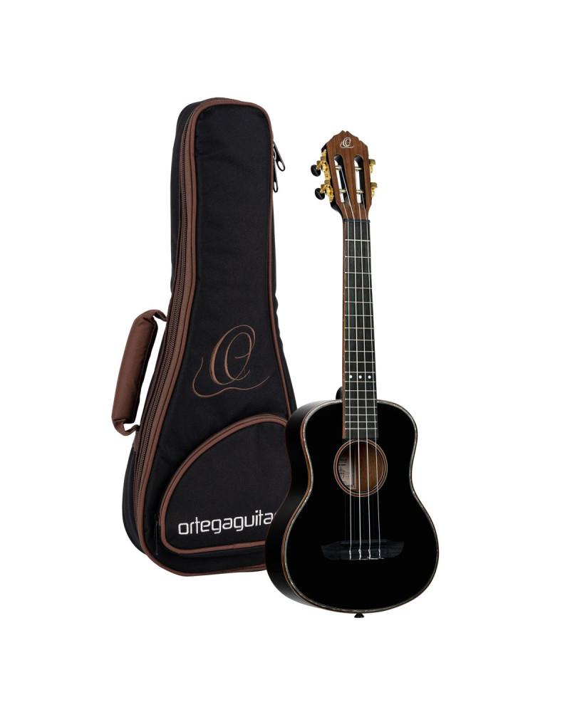 Ortega RUOX-TE Onyx Series Tenor Ukulele 4 String - Spruce / Mahogany Black + Bag