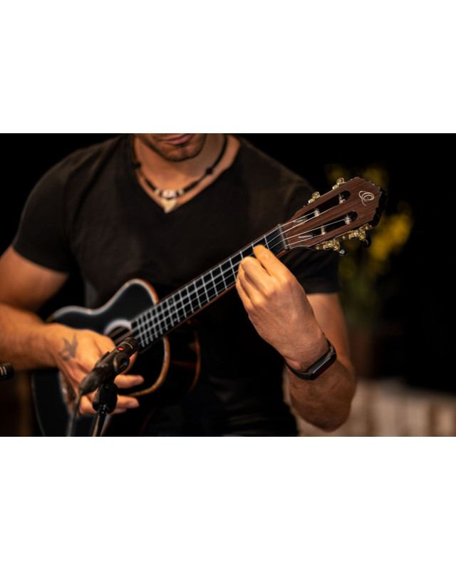 Ortega RUOX-TE Onyx Series Tenor Ukulele 4 String - Spruce / Mahogany Black + Bag