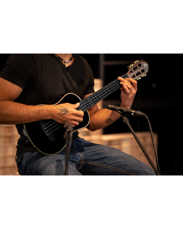Ortega RUOX-TE Onyx Series Tenor Ukulele 4 String - Spruce / Mahogany Black + Bag