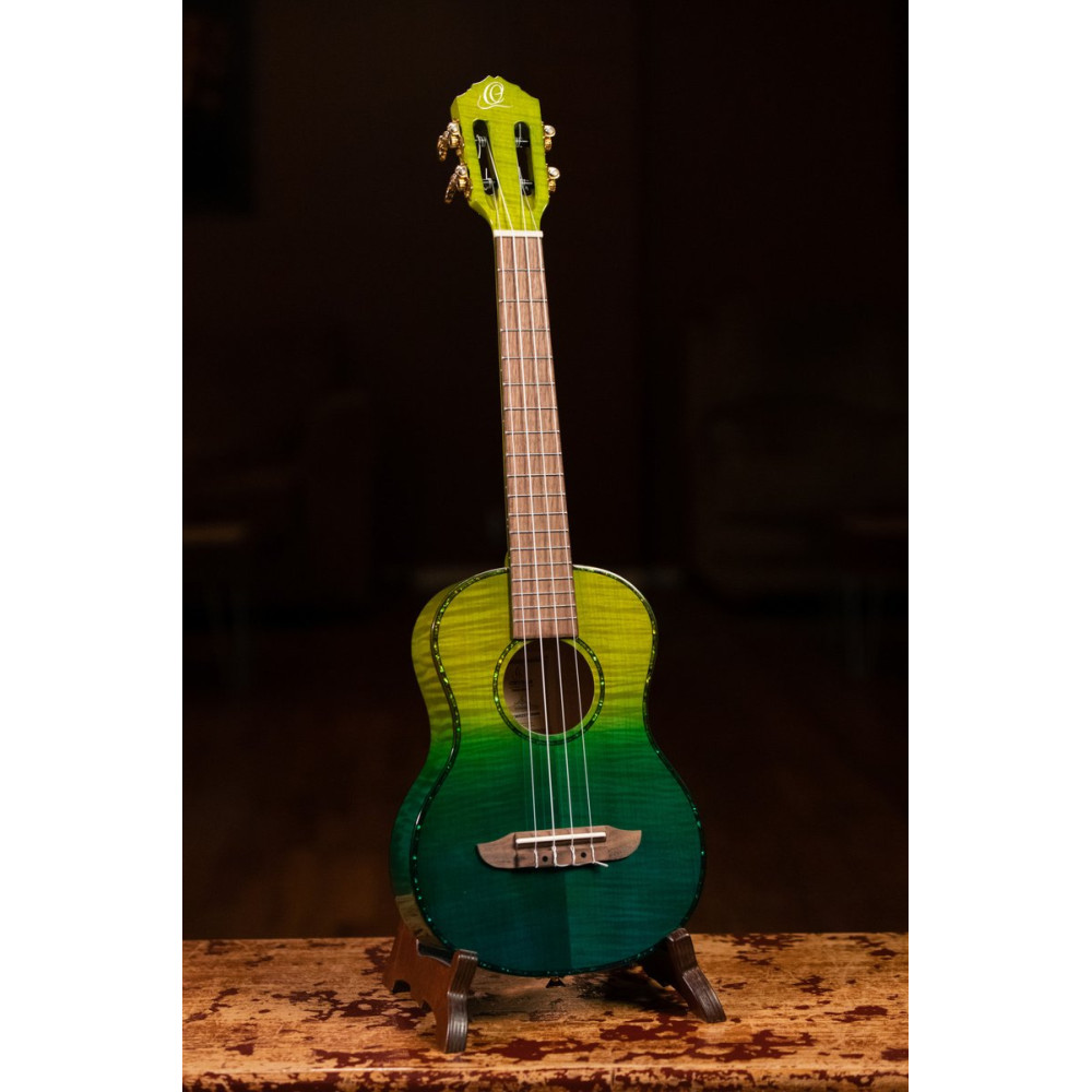 Ortega RUPR-IVY Prism Series Tenor Ukulele 4 String - Flamed Maple Ivy Fade + Bag