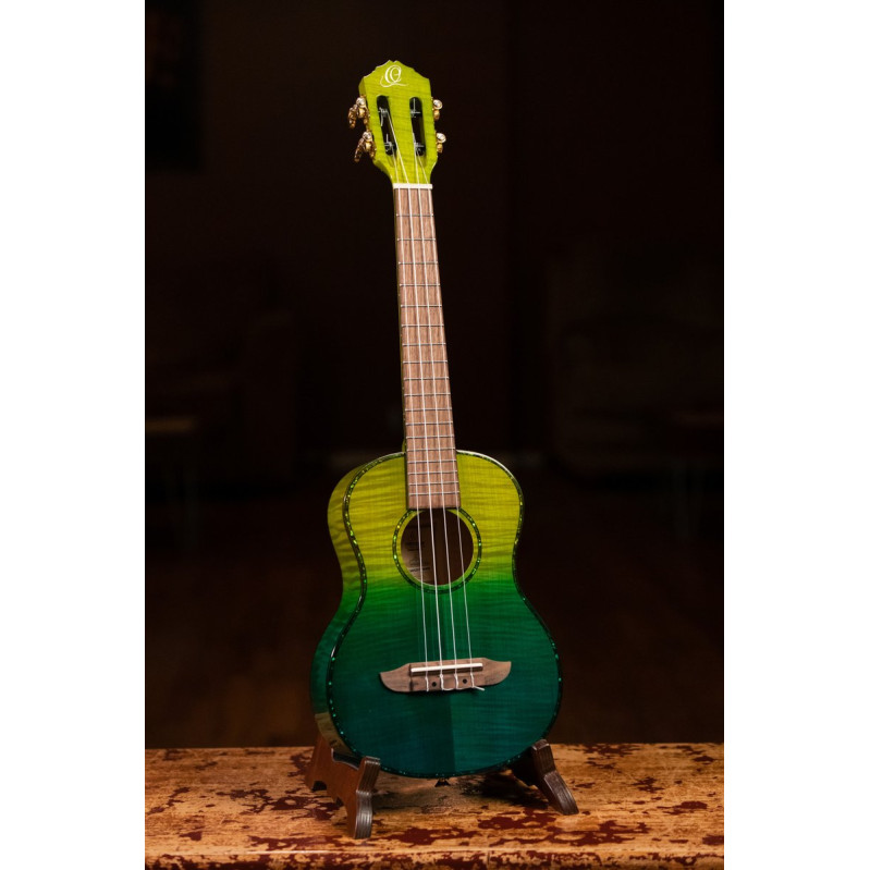 Ortega RUPR-IVY Prism Series Tenor Ukulele 4 String - Flamed Maple Ivy Fade + Bag