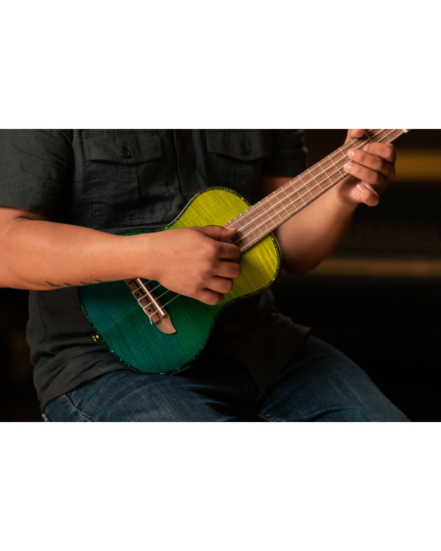 Ortega RUPR-IVY Prism Series Tenor Ukulele 4 String - Flamed Maple Ivy Fade + Bag