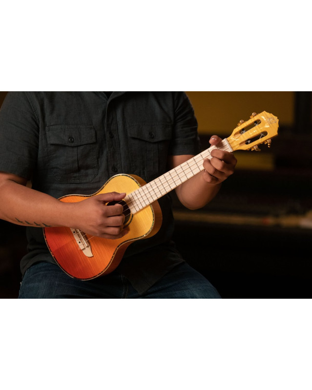Ortega RUPR-TQB Prism Series Tenor Ukulele 4 String - Flamed Maple Tequila Burst Fade + Bag