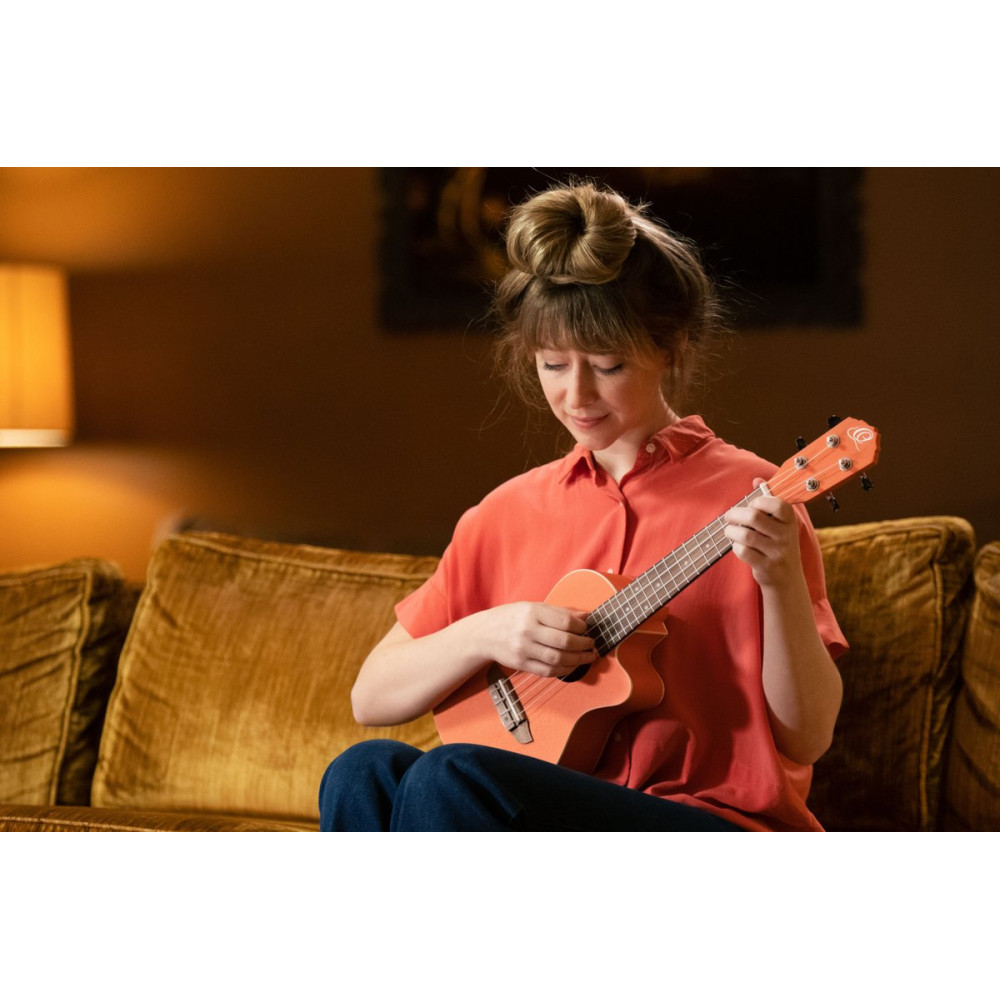 Ortega RUPUKI-CE Earth Series Concert Preamp Ukulele 4 String - Hokkaido Pumpkin Orange