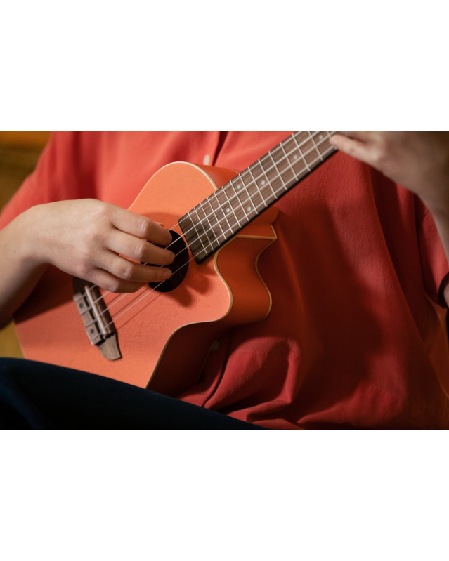 Ortega RUPUKI-CE Earth Series Concert Preamp Ukulele 4 String - Hokkaido Pumpkin Orange