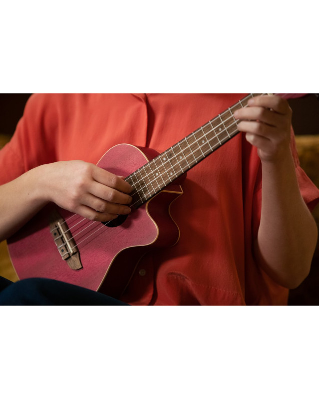 Ortega RURUBY-CE Earth Series Concert Preamp Ukulele 4 String - Raspberry Red