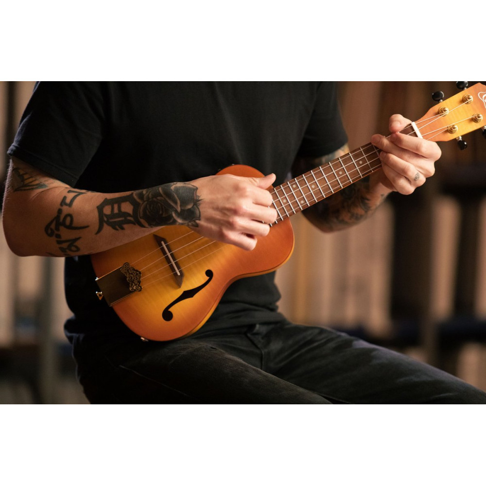 Ortega RUSL-HSB Custom Built Series Concert Ukulele 4 String - Honey Sunburst + Bag