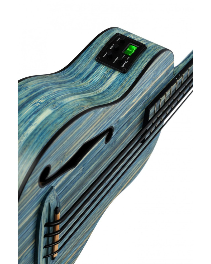 Ortega RUSWB-UB Bamboo Series Short Scale Uke Bass 4 String - Solid Bamboo Stonewashed + Bag