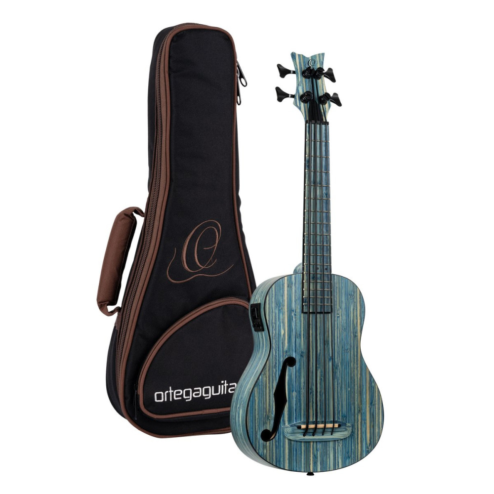 Ortega RUSWB-UB Bamboo Series Short Scale Uke Bass 4 String - Solid Bamboo Stonewashed + Bag