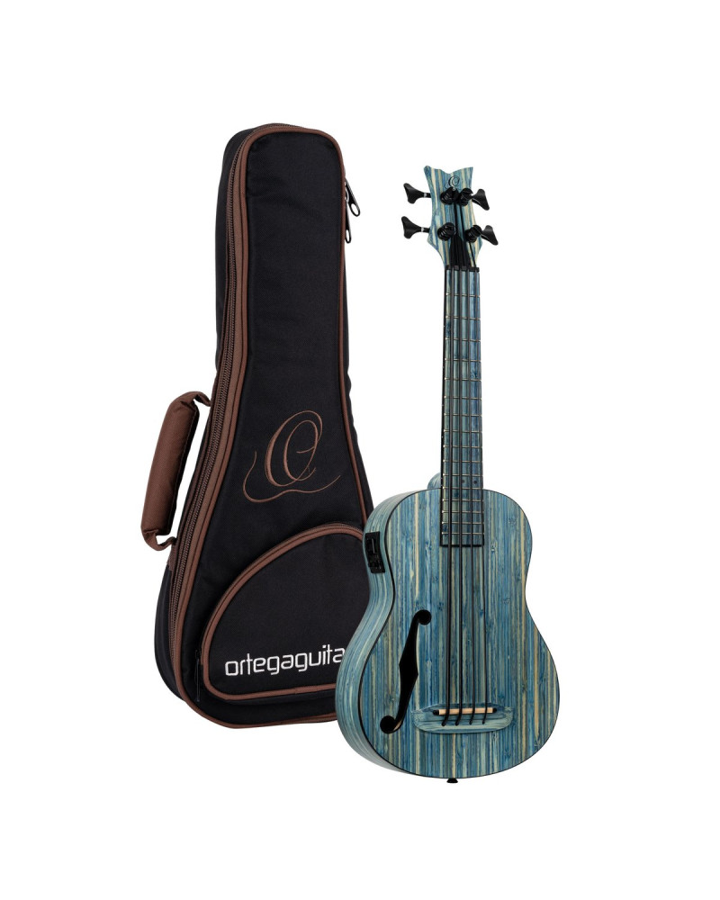 Ortega RUSWB-UB Bamboo Series Short Scale Uke Bass 4 String - Solid Bamboo Stonewashed + Bag