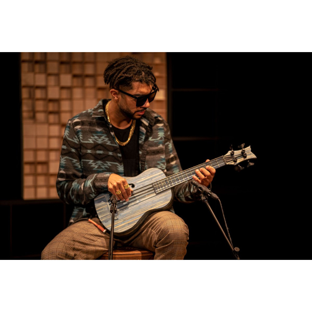 Ortega RUSWB-UB Bamboo Series Short Scale Uke Bass 4 String - Solid Bamboo Stonewashed + Bag