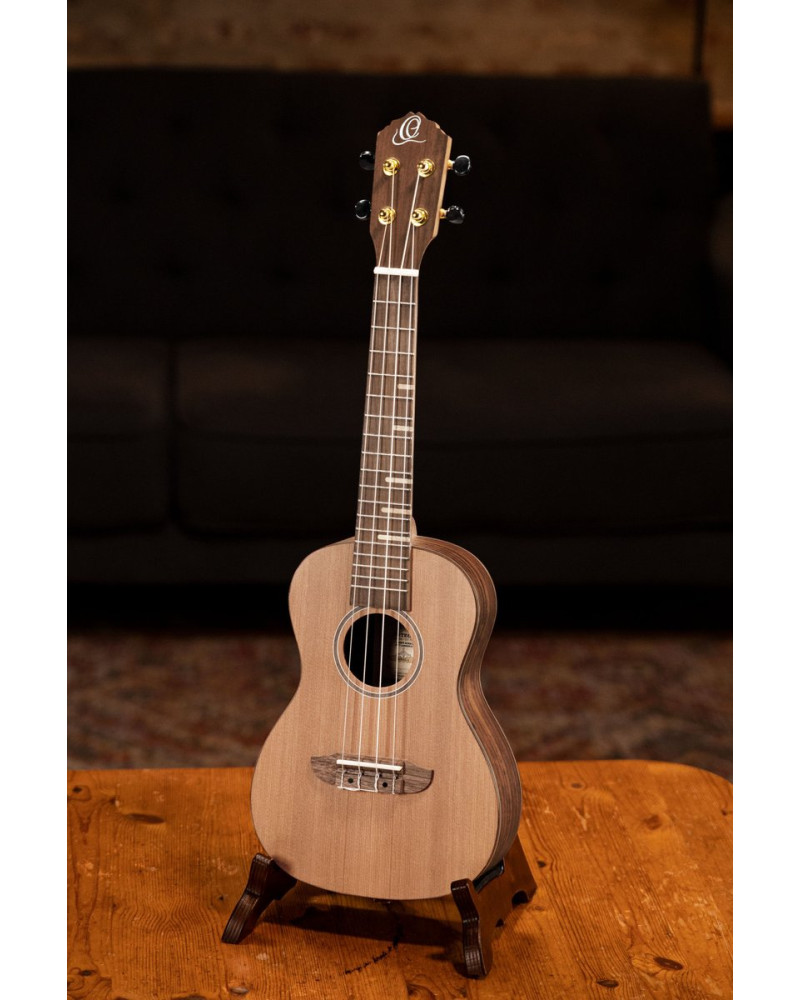 Ortega RUTI-CC-L Timber Series Concert Ukulele 4 String Lefty - Solid Cedar / Walnut Natural + Bag