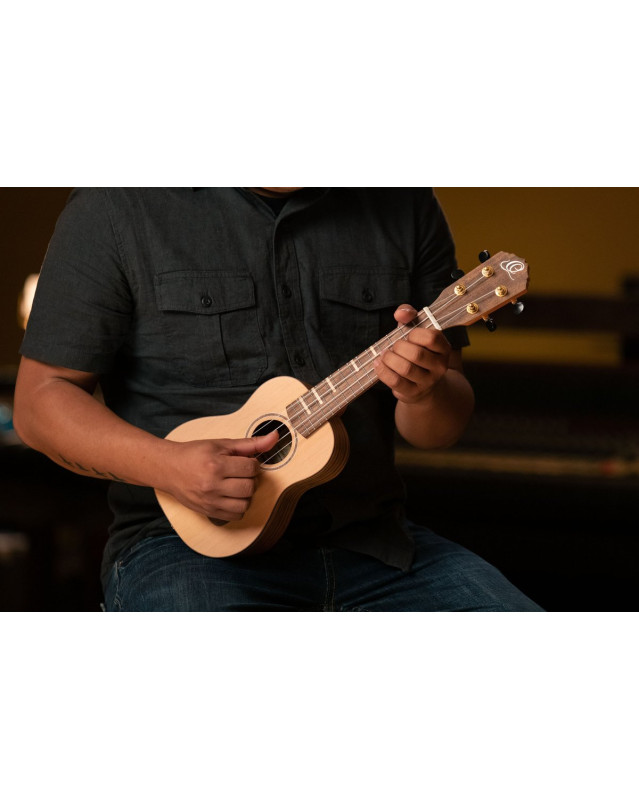 Ortega RUTI-SO Timber Series Soprano Ukulele 4 String - Solid Cedar / Walnut Natural + Bag
