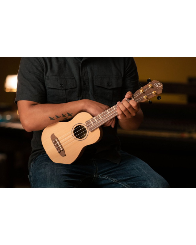 Ortega RUTI-SO Timber Series Soprano Ukulele 4 String - Solid Cedar / Walnut Natural + Bag