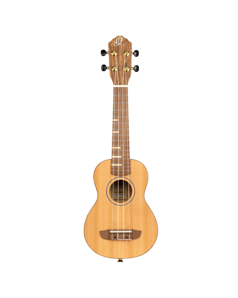 Ortega RUTI-SO Timber Series Soprano Ukulele 4 String - Solid Cedar / Walnut Natural + Bag