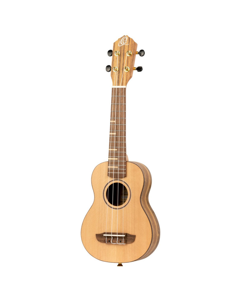 Ortega RUTI-SO Timber Series Soprano Ukulele 4 String - Solid Cedar / Walnut Natural + Bag
