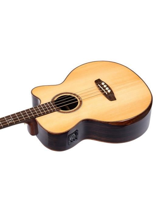 Ortega STRIPEDSU.ACB The Private Room Medium Scale Acoustic Bass 4 String - Spruce / Striped Ebony Natural + Bag