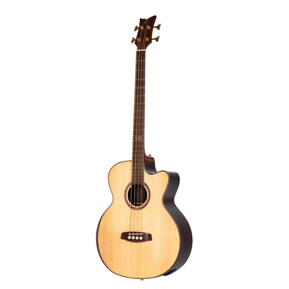Ortega STRIPEDSU.ACB The Private Room Medium Scale Acoustic Bass 4 String - Spruce / Striped Ebony Natural + Bag