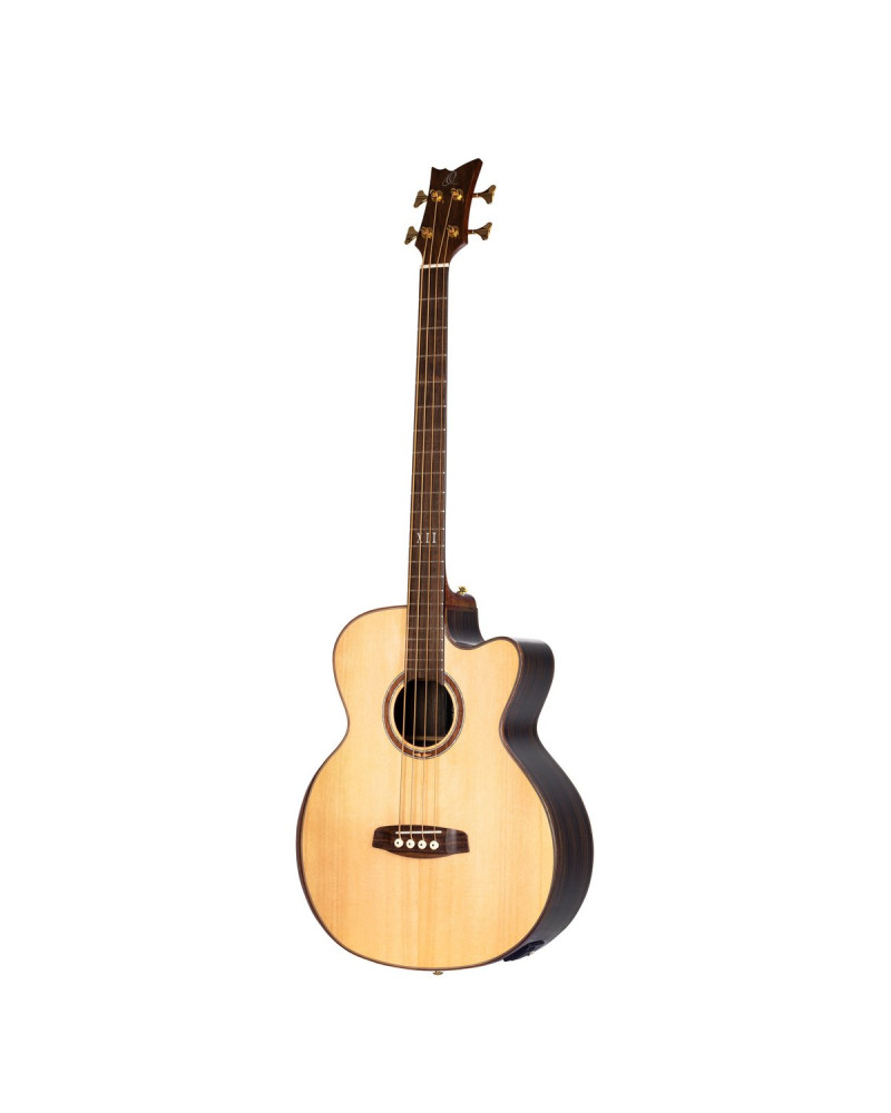 Ortega STRIPEDSU.ACB The Private Room Medium Scale Acoustic Bass 4 String - Spruce / Striped Ebony Natural + Bag