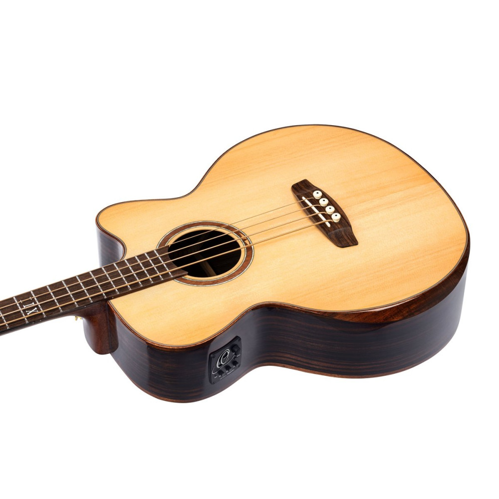 Ortega STRIPEDSU.ACB The Private Room Medium Scale Acoustic Bass 4 String - Spruce / Striped Ebony Natural + Bag