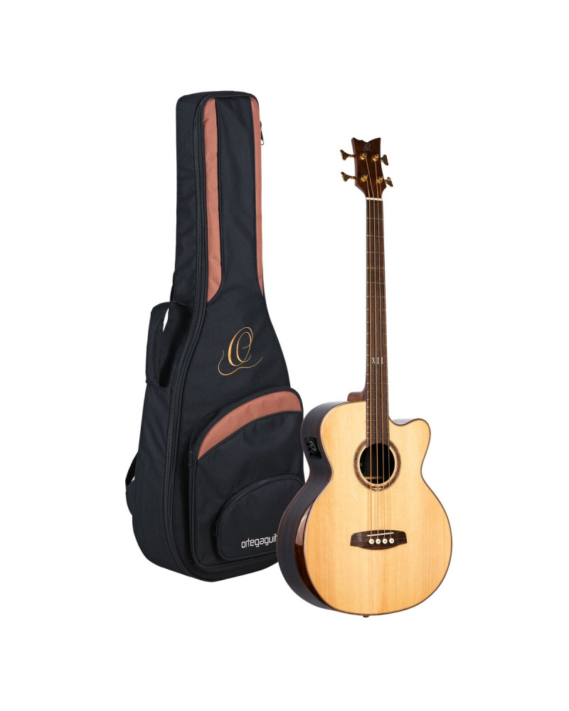 Ortega STRIPEDSU.ACB The Private Room Medium Scale Acoustic Bass 4 String - Spruce / Striped Ebony Natural + Bag
