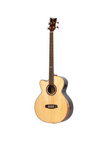 Ortega STRIPSU.ACB-L The Private Room Medium Scale Acoustic Bass 4 String Lefty - Spruce / Striped Ebony Natural + Bag