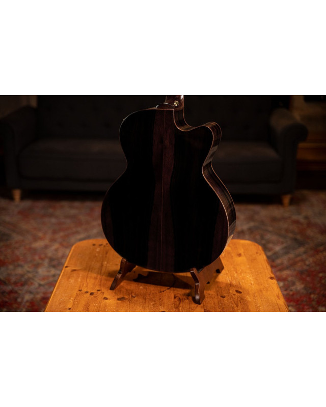 Ortega STRIPSU.ACB-L The Private Room Medium Scale Acoustic Bass 4 String Lefty - Spruce / Striped Ebony Natural + Bag