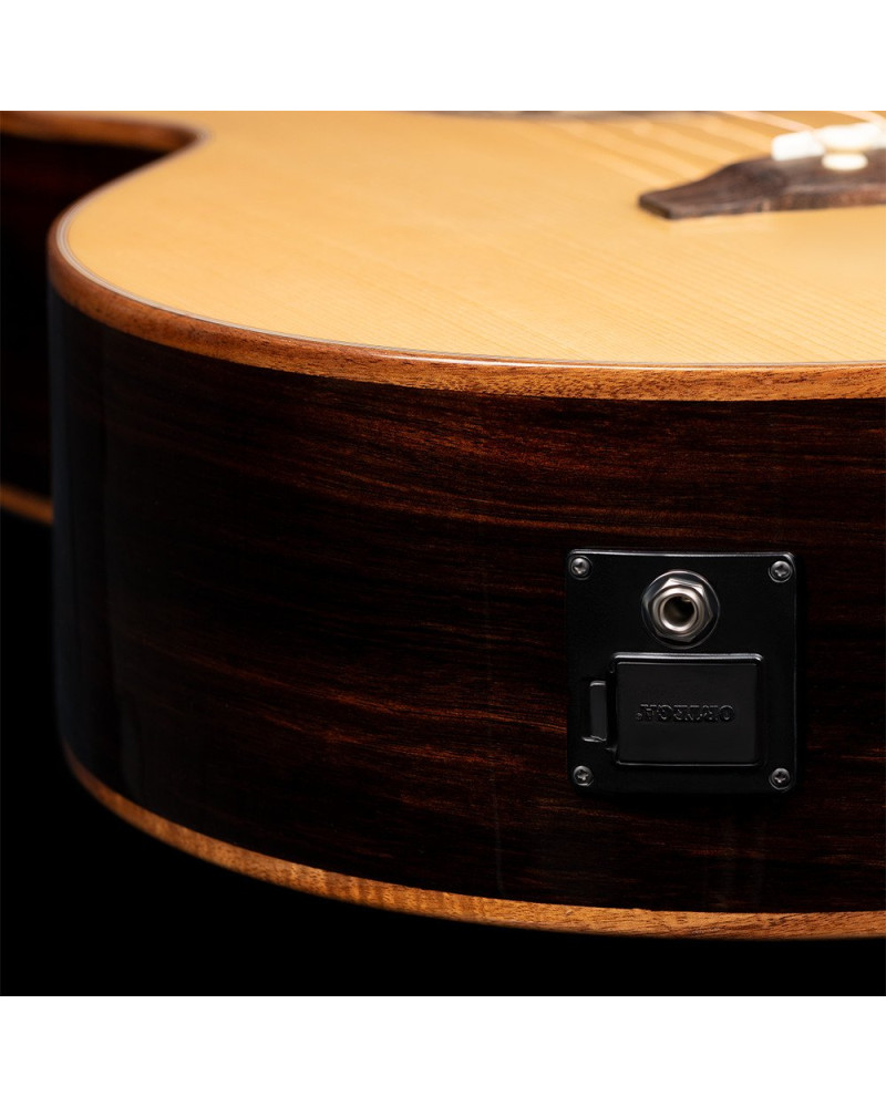 Ortega STRIPSU.ACB-L The Private Room Medium Scale Acoustic Bass 4 String Lefty - Spruce / Striped Ebony Natural + Bag