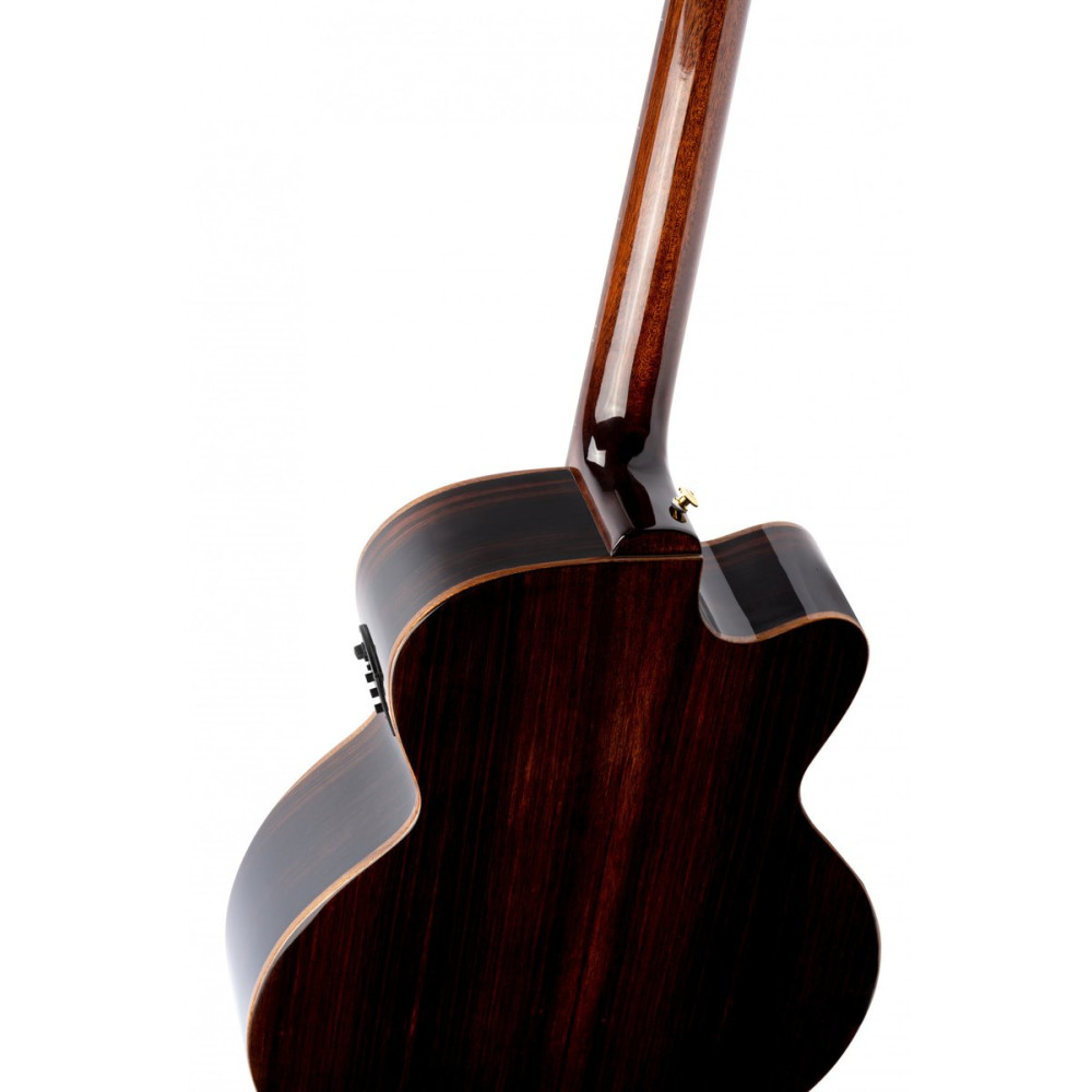 Ortega STRIPSU.ACB-L The Private Room Medium Scale Acoustic Bass 4 String Lefty - Spruce / Striped Ebony Natural + Bag