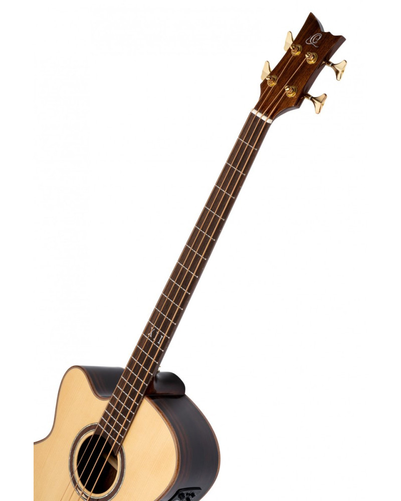 Ortega STRIPSU.ACB-L The Private Room Medium Scale Acoustic Bass 4 String Lefty - Spruce / Striped Ebony Natural + Bag