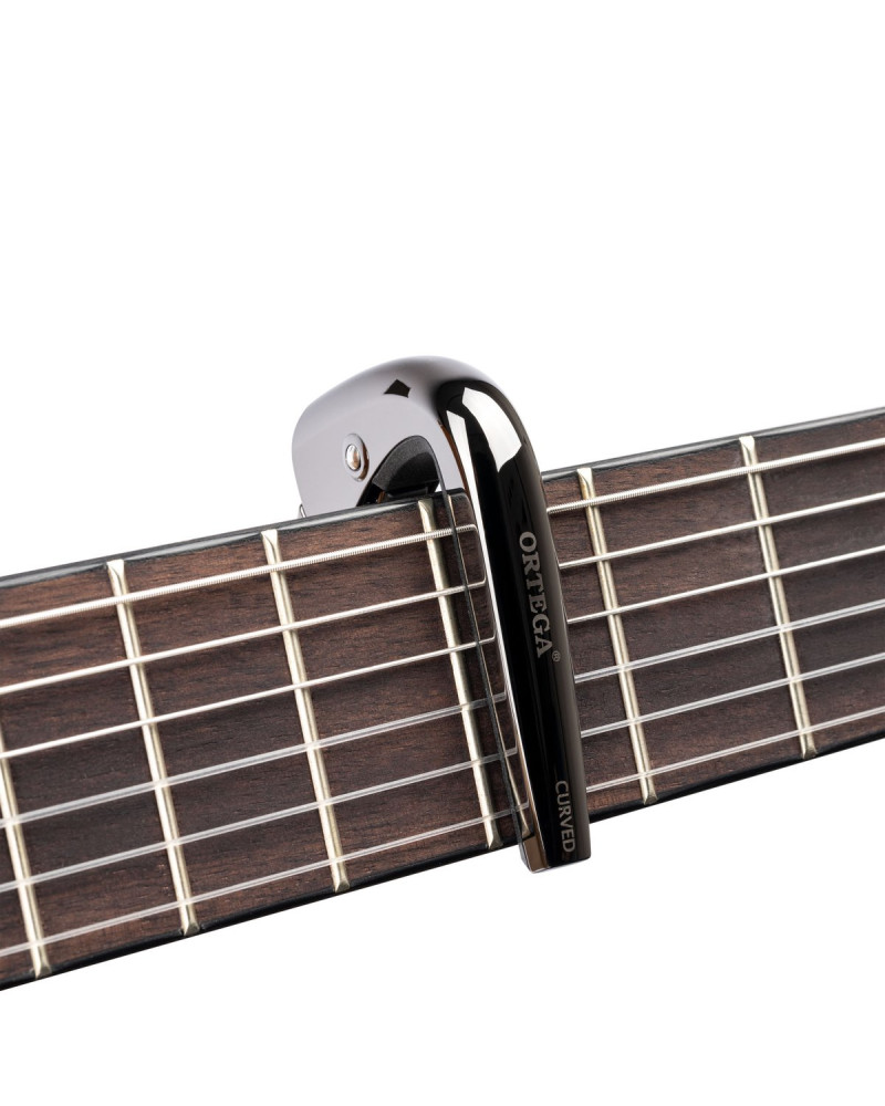 Ortega TNCAPOCV-BCR Curved Guitar Capo - Black Chrome