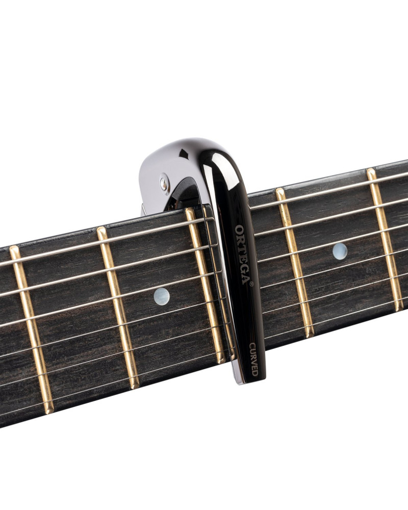 Ortega TNCAPOCV-BCR Curved Guitar Capo - Black Chrome