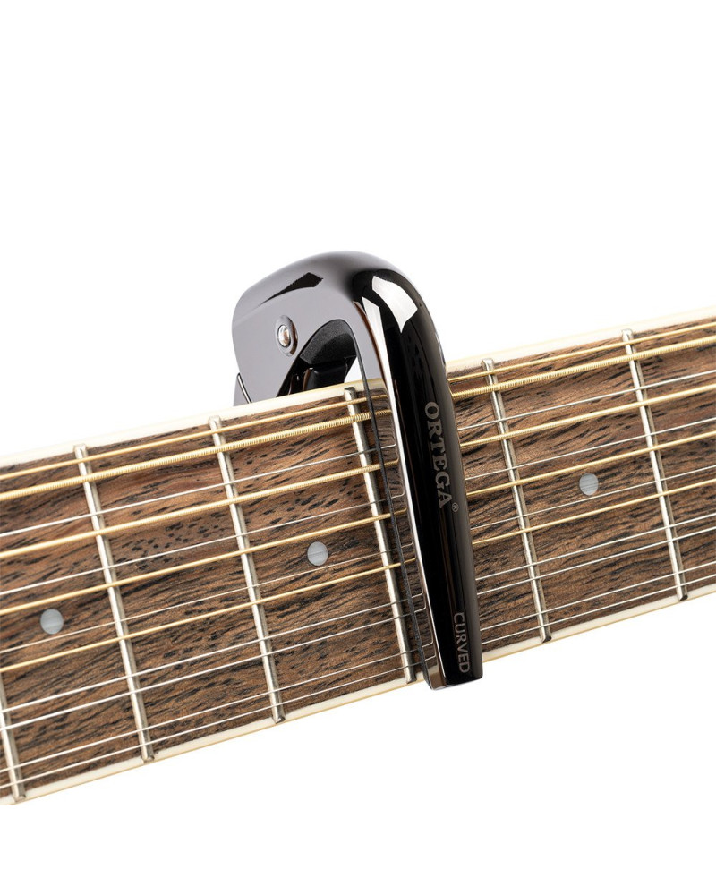 Ortega TNCAPOCV-BCR Curved Guitar Capo - Black Chrome