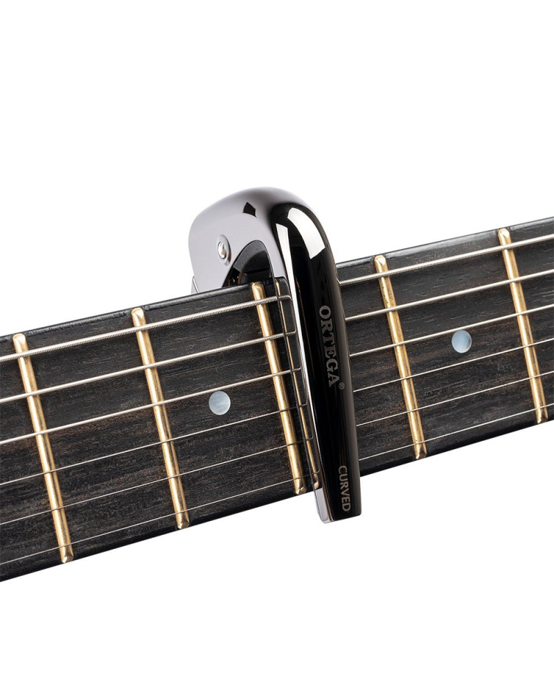 Ortega TNCAPOCV-BCR Curved Guitar Capo - Black Chrome