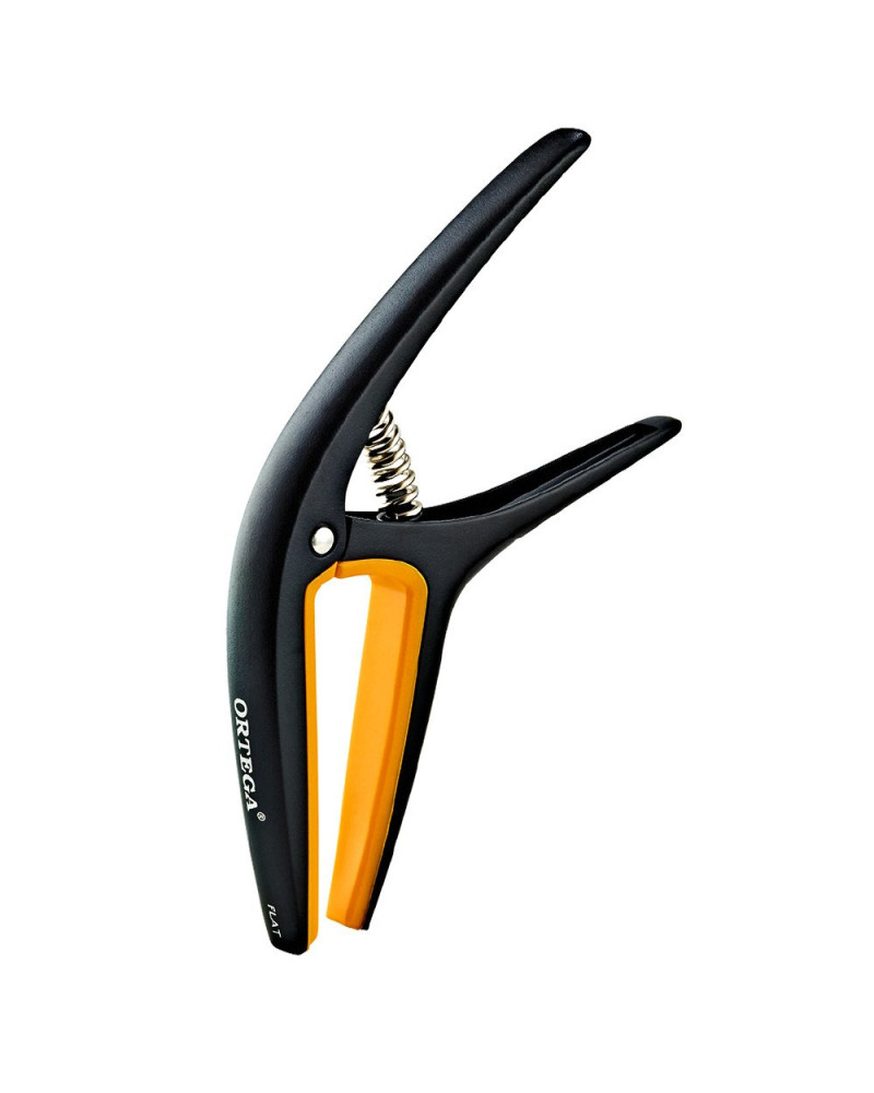 Ortega TWCAPO-SBK Curved/Flat Guitar Capo - Black/Orange