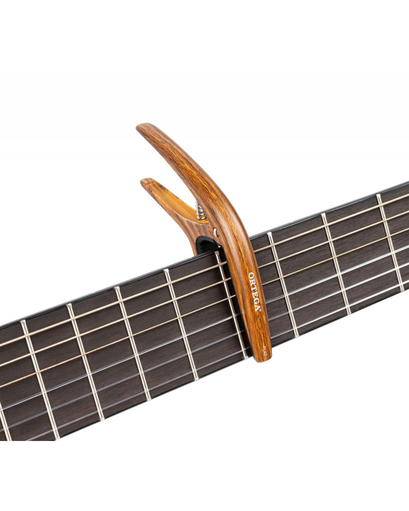 Ortega TWCAPO-WND Curved/Flat Guitar Capo - Walnut Design